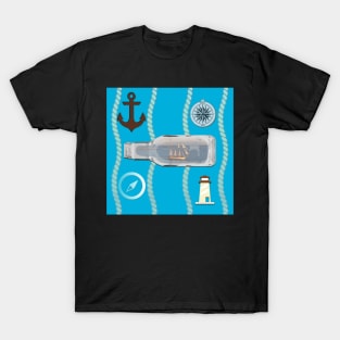 THE BEACH IS MY HAPPY PLACE NAUTICAL THEMED  TROPICAL BLUE T-Shirt